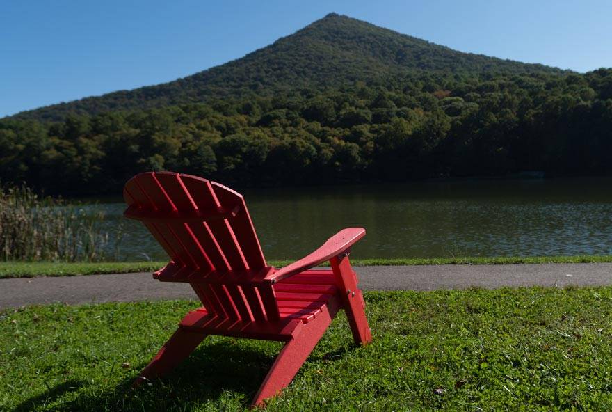 Adirondack Chair Beside Abbott Lake at Peaks of Otter Lodge